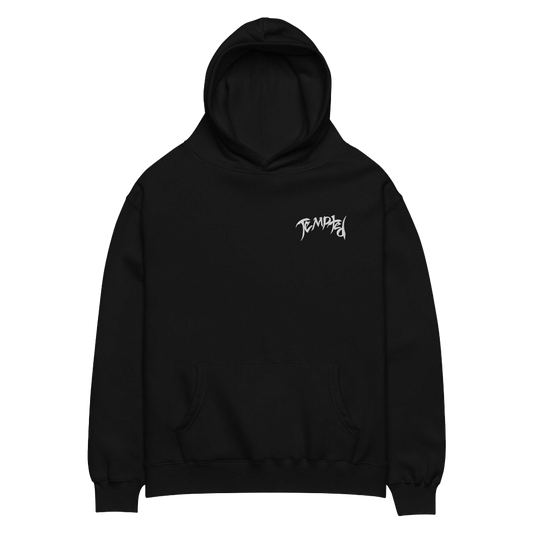 BLACK EMBROIDERED OVERSIZED BASIC HOODIE