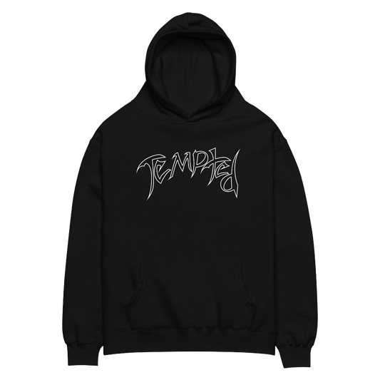 BLACK OUTLINED OVERSIZED BASIC HOODIE